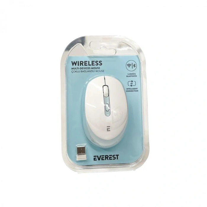 EVEREST SM-BT10 USB 2in1 BLUETOOTH VE 2.4Ghz KABLOSUZ MOUSE BEYAZ