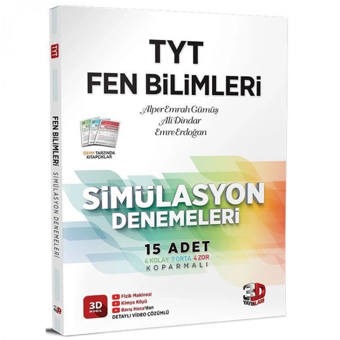 3D TYT FEN BİLİMLERİ SİMÜLASYON 15Lİ DENEMELERİ - 2023