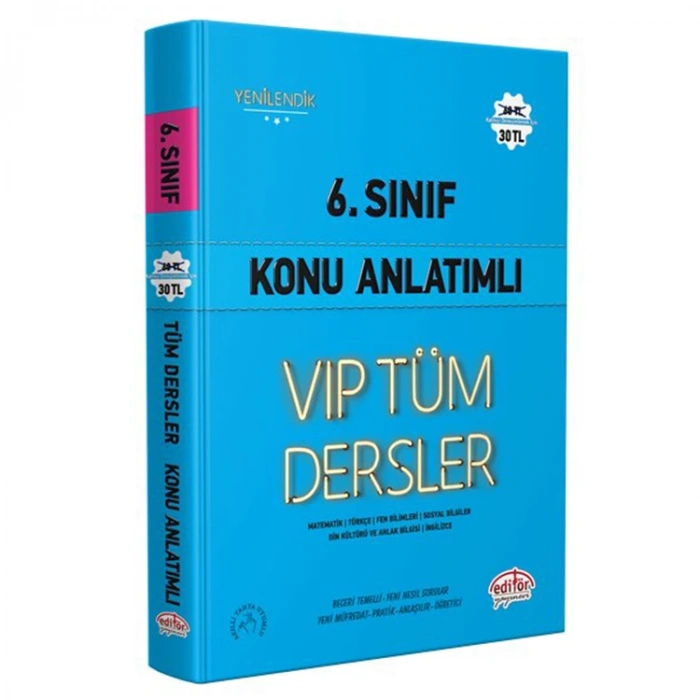 EDİTÖR 6. SINIF VİP TÜM DERSLER KONU ANLATIMLI MAVİ KİTAP