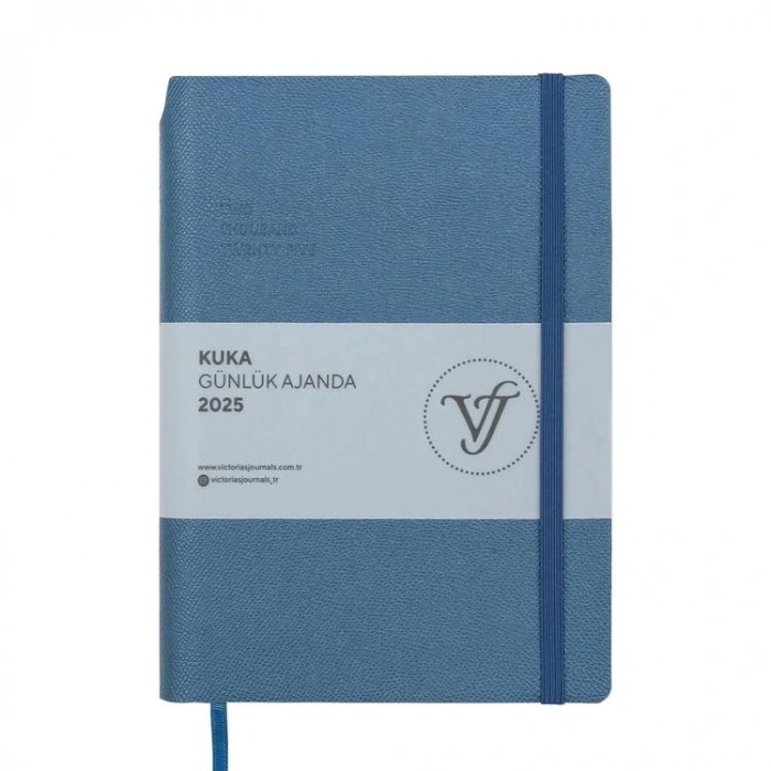 VICTORIAS JOURNALS 124-1469 14X20,5  KUKA GÜNLÜK AJANDA A5 - MAVİ