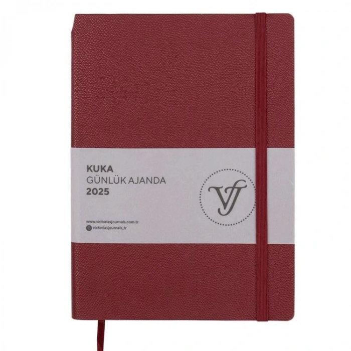 VICTORIAS JOURNALS 124-1470 14X20,5  KUKA GÜNLÜK AJANDA A5 - BORDO