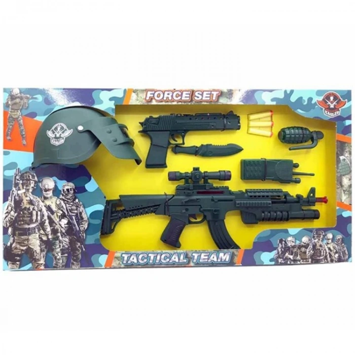 ERDEM ER-118 FORCE SET TACTICAL TEAM SİLAH VE KASKLI SET IŞIKLI