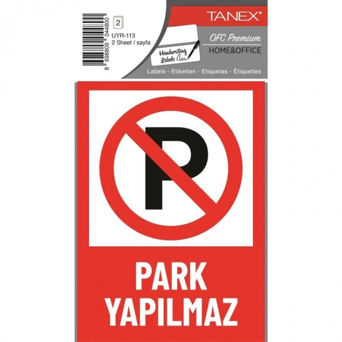 TANEX UYR-113 UYARI ETİKETİ - PARK YAPILMAZ 2Lİ
