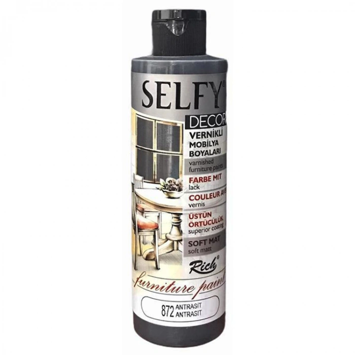 RİCH SLF-240-872 SELFY DECOR VERNİKLİ AKRİLİK BOYA 240cc.ANTRASİT GRİ