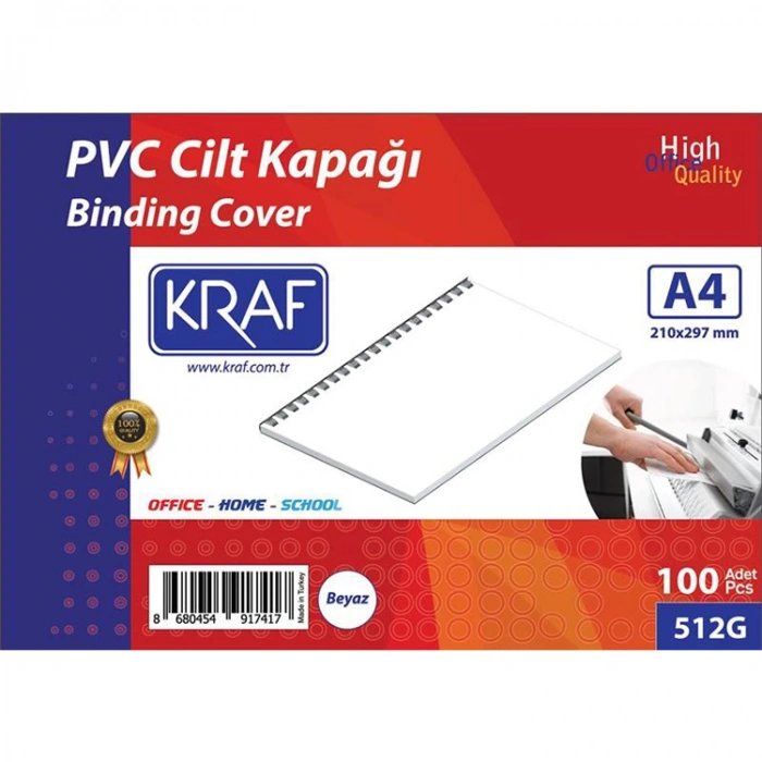 KRAF 512G CİLT KAPAĞI A4 160mic. 100LÜ BEYAZ