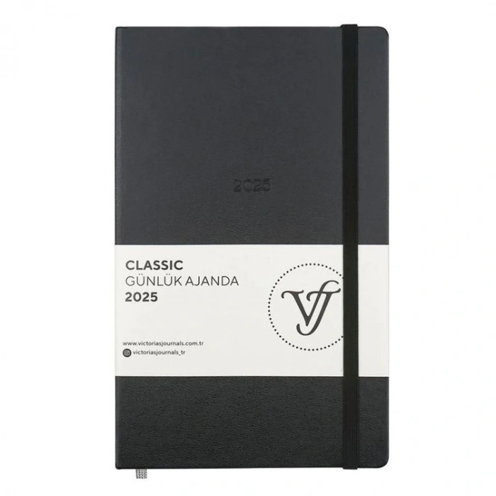 VICTORIAS JOURNALS 124-1447 13X21 CLASSIC LASTİKLİ GÜNLÜK AJANDA - SİYAH