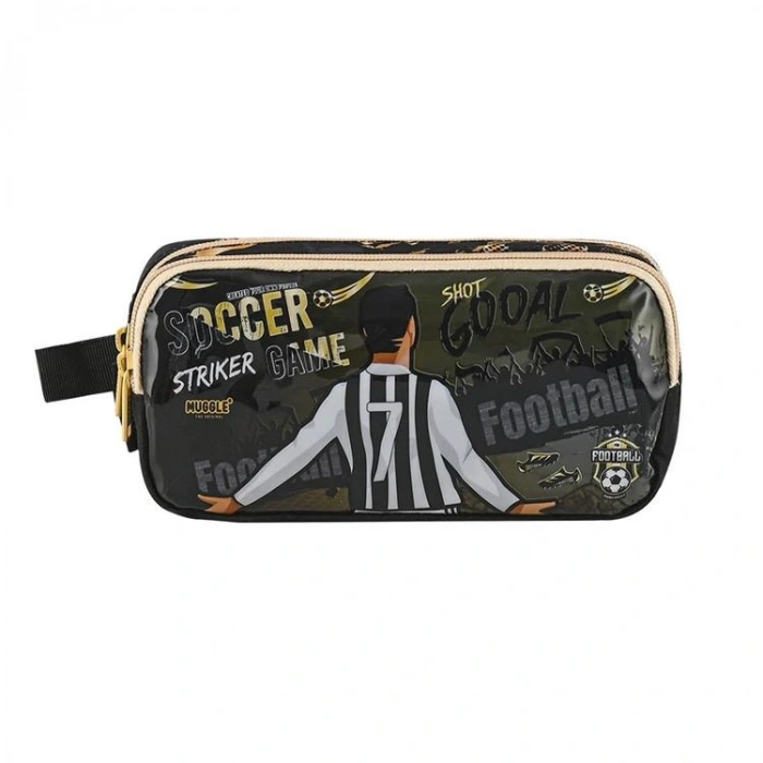 MUGGLE MU-9142 SOCCER GAME 2 BÖLMELİ KALEM ÇANTASI SİYAH