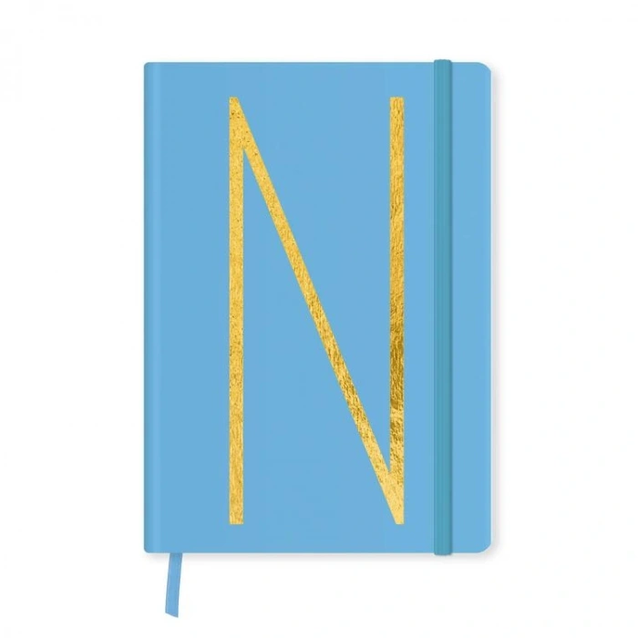 DEFFTER FABOOKS MONOGRAM HARF BASKILI LASTİKLİ SERT KAPAK ÇİZGİLİ DEFTER 168 SYF - N