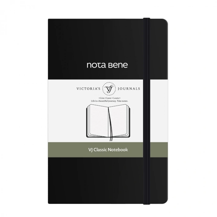VICTORIAS JOURNALS NOTE BENE 9235 CLASSIC NOTEBOOK ESNEK KAPAK 9x14cm 70gr.400 SYF. ÇİZGİLİ DEFTER SİYAH