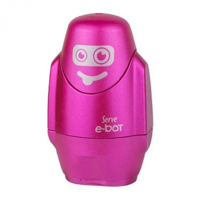 SERVE E-BOT SİLGİLİ KALEMTRAŞ METALİK PEMBE