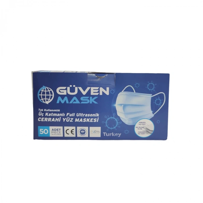 GÜVEN MASK TELLİ YÜZ MASKESİ 3 KATLI 50Lİ