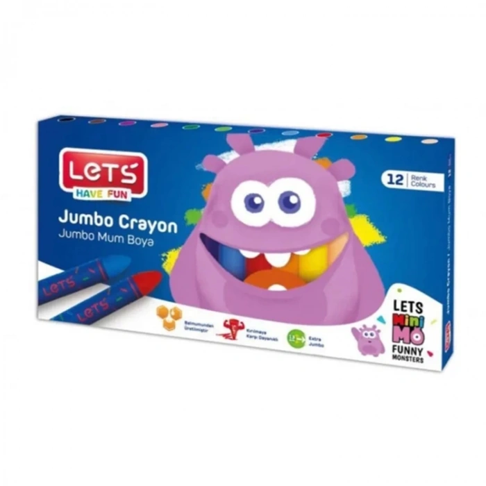 LETS JUMBO MUM BOYA (CRAYON) 12  RENK KARTON KUTU L-6512K