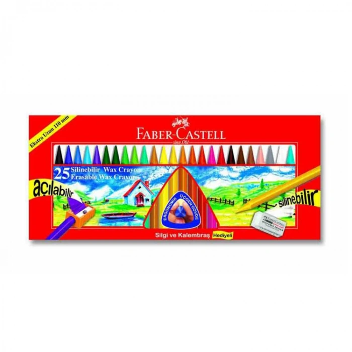 FABER CASTELL SİLİNEBİLİR WAX CRAYON PASTEL BOYA 25Lİ
