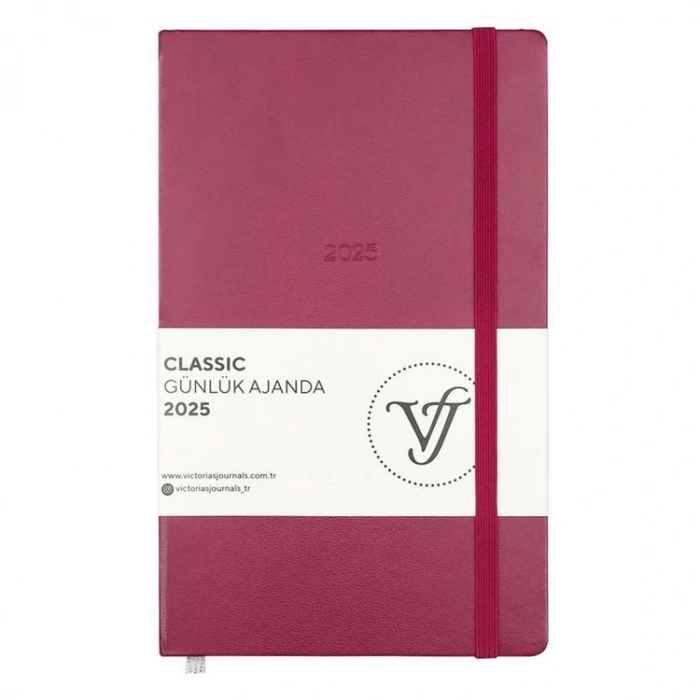 VICTORIAS JOURNALS 124-1449 13X21 CLASSIC LASTİKLİ GÜNLÜK AJANDA -  BORDO
