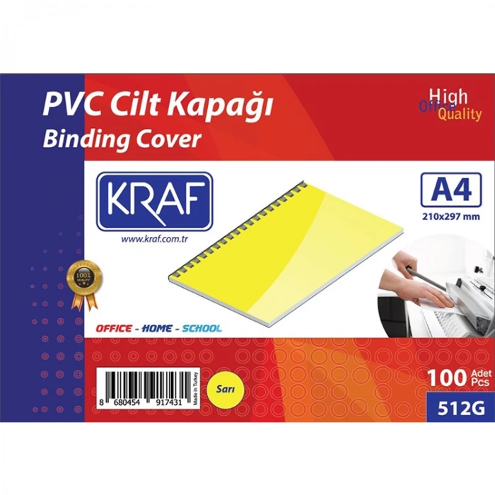 KRAF 512G CİLT KAPAĞI A4 160mic. 100LÜ SARI