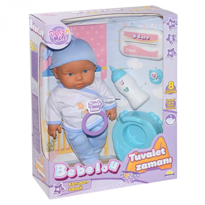 SUNMAN 30011 BEBELOU TUVALET ZAMANI SESLİ BEBEK SETİ 35 CM