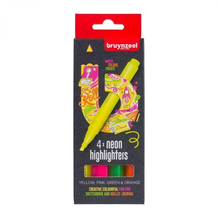 BRUYNZEEL HIGHLIGHTER NEON 4LÜ FOSFORLU KALEM SETİ  - B60283004