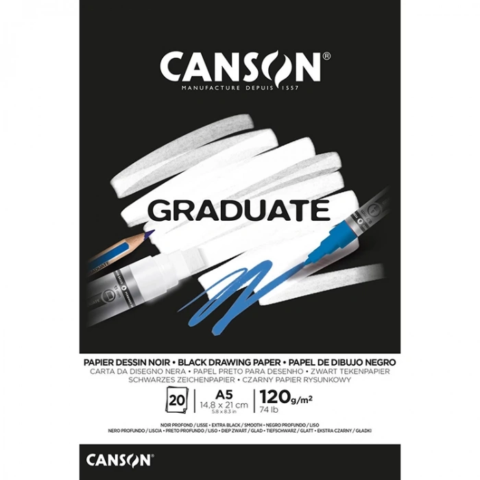 CANSON A5 GRADUATE SİYAH ÇİZİM DEFTERİ 120 GR. 20 YP.