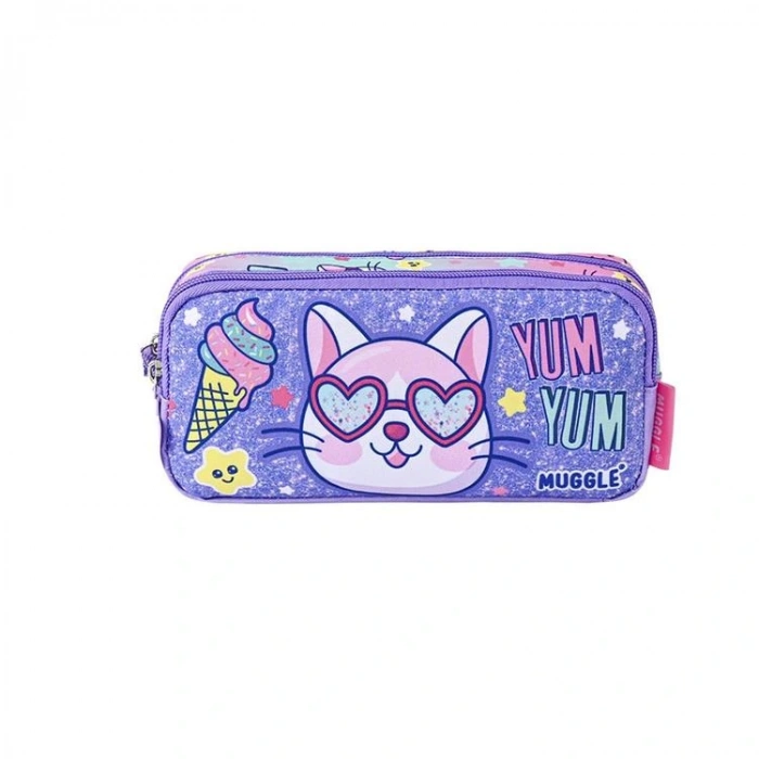 MUGGLE MU-5805 YUM YUM PURPLE 2 BÖLMELİ KALEM ÇANTASI MOR