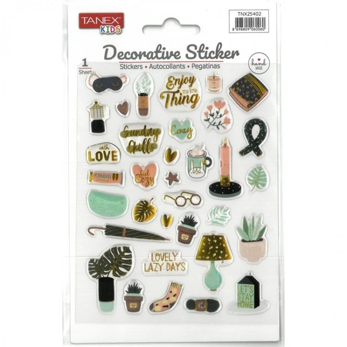 TANEX KIDS TNX-25402 DEKORATİF ETİKETLER - PUFFY MUM SERİSİ STICKER