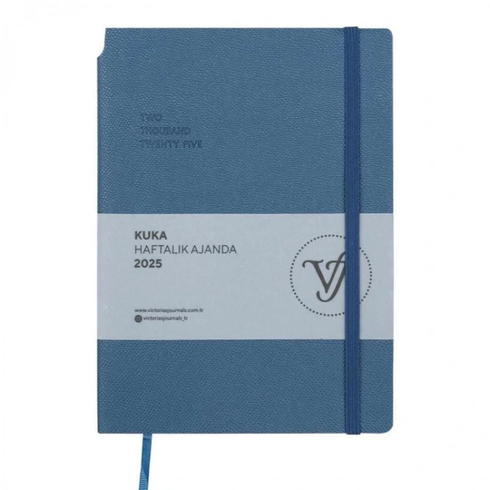 VICTORIAS JOURNALS 124-1439 14X20,5 KUKA HAFTALIK AJANDA A5 - LACİVERT