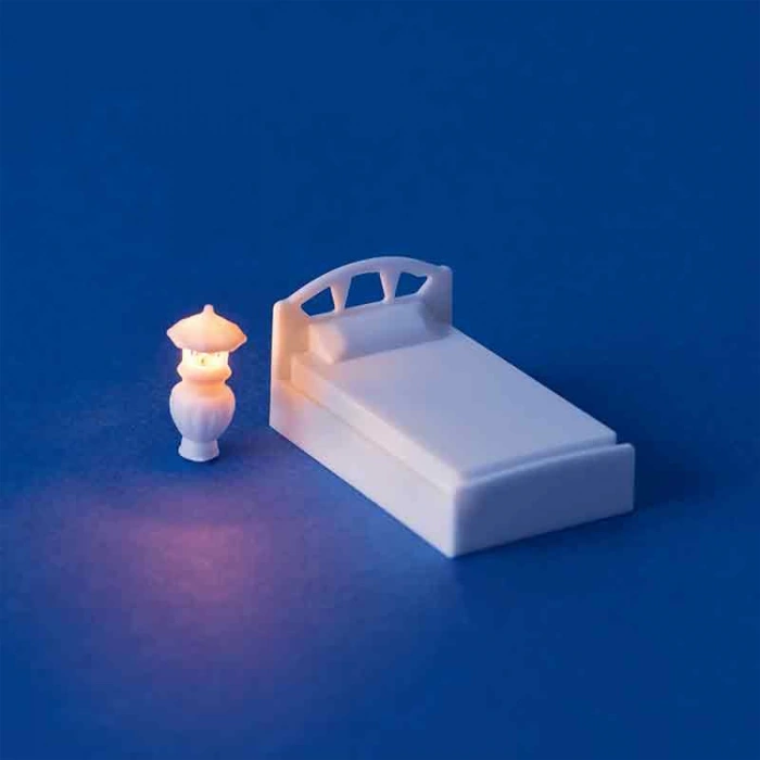 ESHEL MAKET TEK KİŞİLİK YATAK VE ABAJUR 1/50 1 Lİ