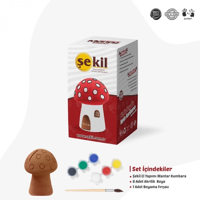 ŞEKİL SERAMİK MANTAR KUMBARA BOYAMA SETİ