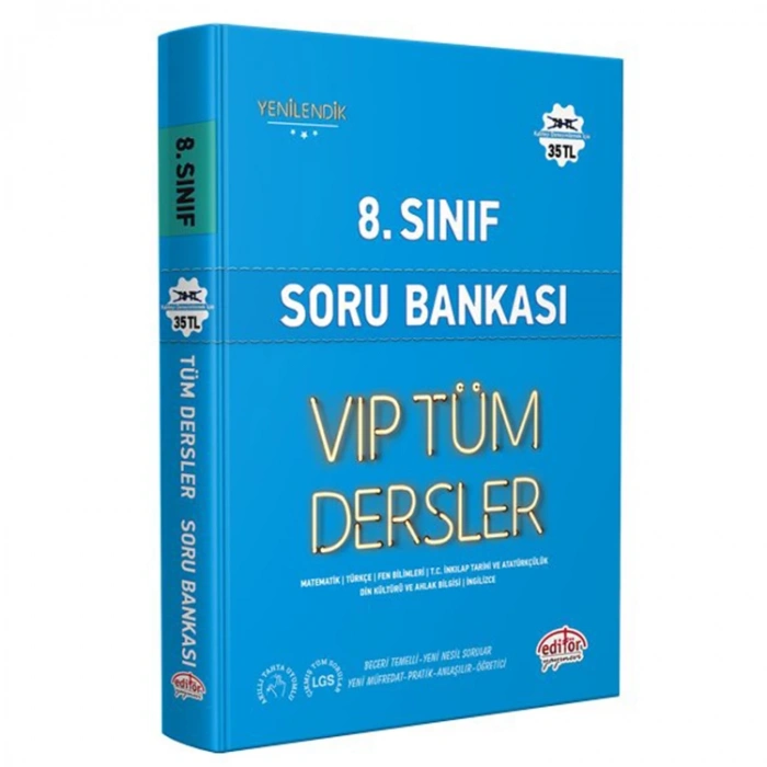 EDİTÖR 8. SINIF VİP TÜM DERSLER SORU BANKASI MAVİ KİTAP