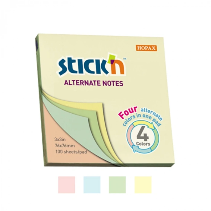 GIPTA STICKN 76X76 PASTEL 4 RENK YAPIŞKANLI NOTLUK 100 YP.