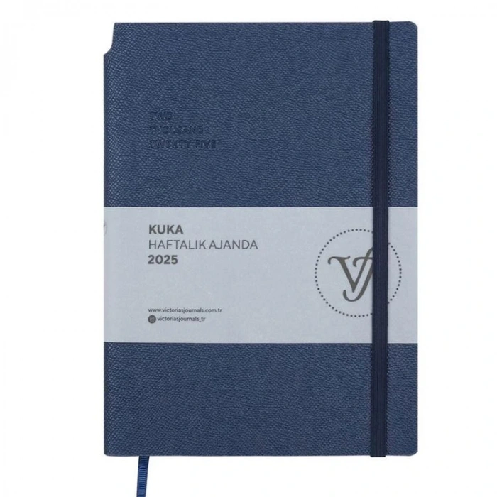 VICTORIAS JOURNALS 124-1431 14X20,5 KUKA HAFTALIK AJANDA A5 - LACİVERT