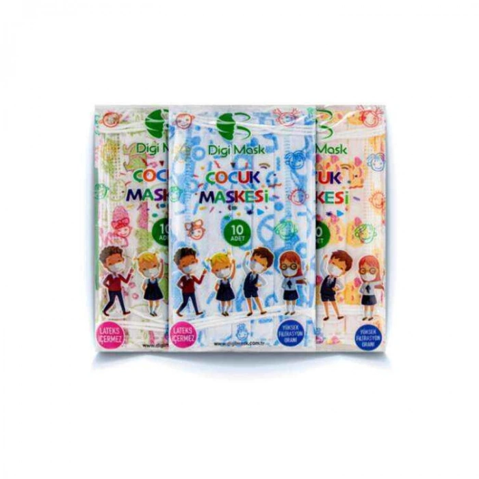 DİGİ MASK ÇOCUK YÜZ MASKESİ 3 KATLI 10LU
