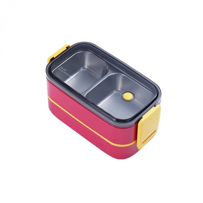 VAGONLİFE PASLANMAZ ÇELİK İKİ KATLI BÖLMELİ YEMEK KABI - LUNCH BOX BL50002-2  1400 ML PEMBE