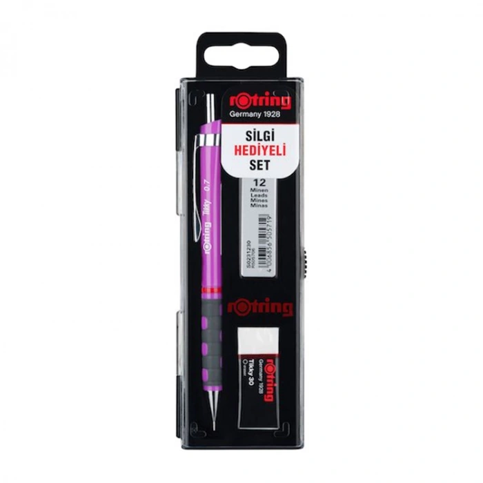 ROTRING TIKKY VERSATİL + MİN + SİLGİ 3LÜ OKUL SETİ - 0.7 mm  MOR