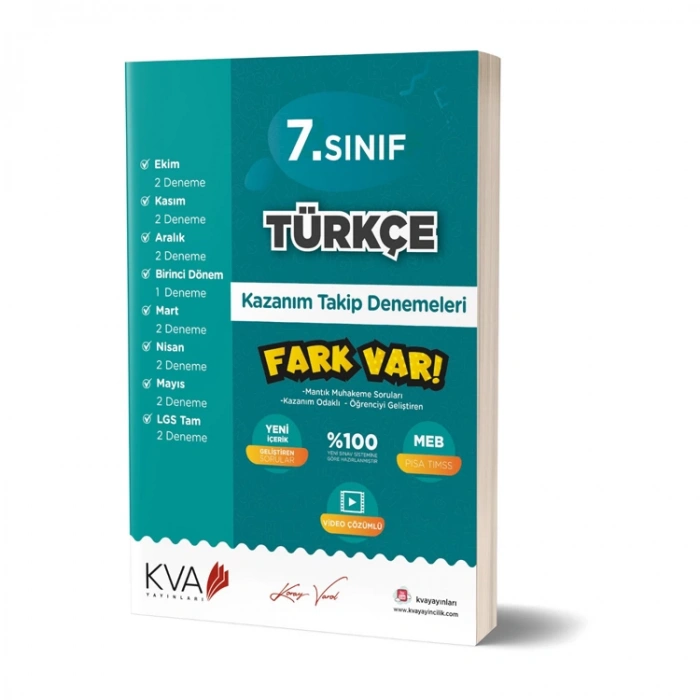 KORAY VAROL AKADEMİ 7. SINIF TÜRKÇE FARK VAR KAZANIM TAKİP DENEMELERİ