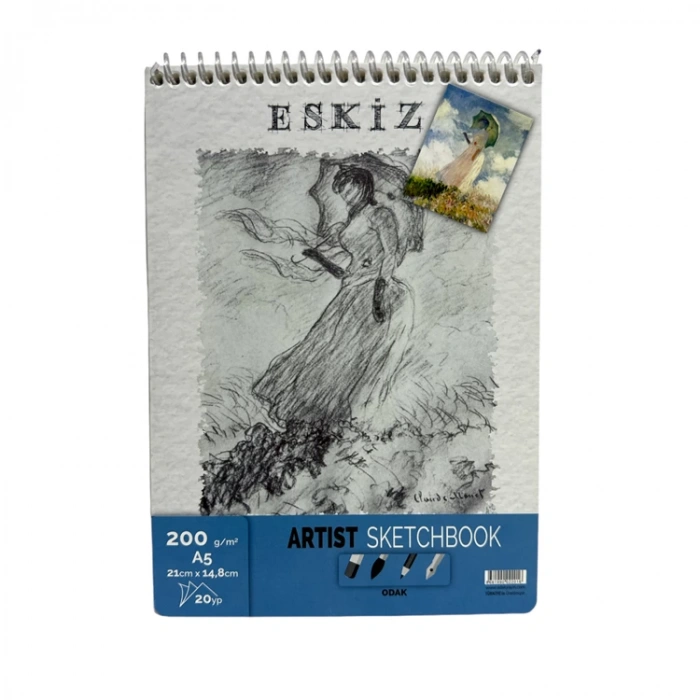 ODAK 777-293 ESKİZ DEFTERİ SPRİALLİ A5 200gr.20yp.