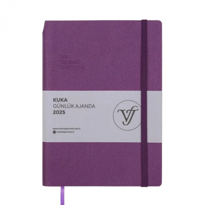 VICTORIAS JOURNALS 124-1464 14X20,5  KUKA GÜNLÜK AJANDA A5 - MOR