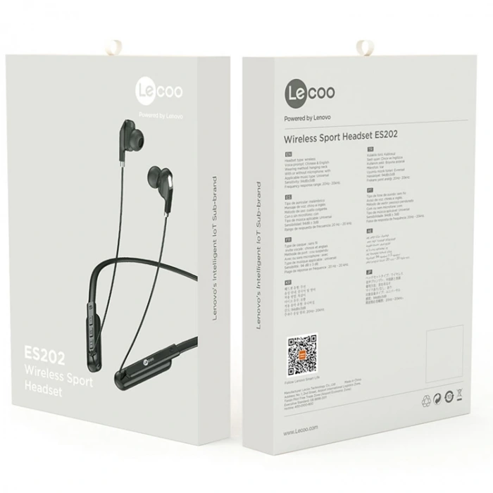 LENOVO LECOO ES202 BOYUN BANTLI BLUETOOTH KULAK İÇİ MİKROFONLU KULAKLIK SİYAH