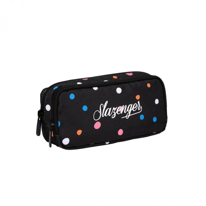 ME SLAZENGER 24438 İKİ BÖLMELİ QUEN BLACK BUBBLE RENKLİ PUANTİYELİ SİYAH ALEM ÇANTASI