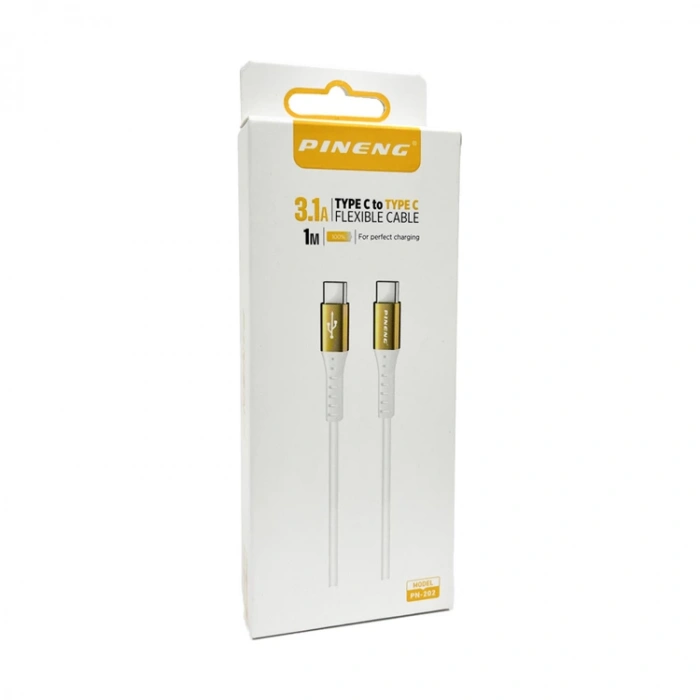 PİNENG PN-202 TYPE-C TO TYPE-C 1M 3.1A BEYAZ HIZLI DATA ŞARJ