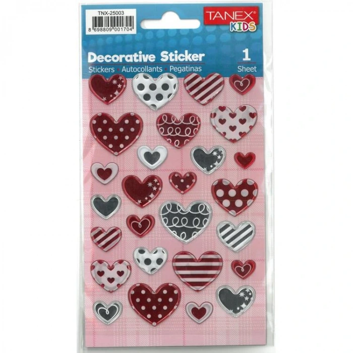 TANEX KIDS TNX-25003 DEKORATİF ETİKETLER -  KALP SERİSİ STICKER
