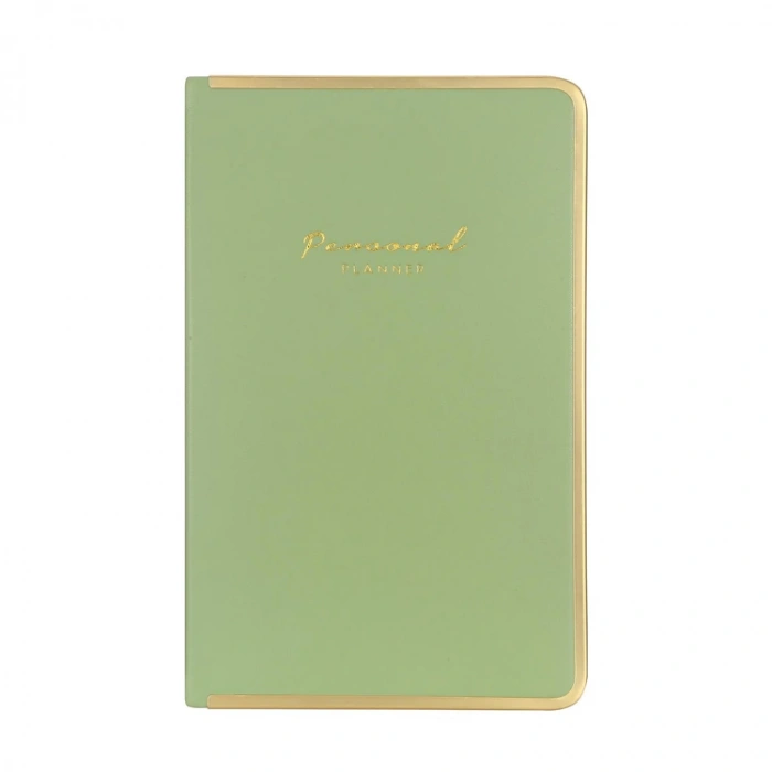 VICTORIAS JOURNALS MONACO 0231 VEGAN DERİ SERT KAPAK 13x21 100gr.160 SYF. PLANNER ÇİZGİLİ DEFTER AÇIK YEŞİL