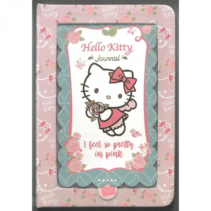 VICTORIAS JOURNALS 525-2086 HELLO KITTY AYNALI SERT KAPAK A6 192 SAYFA 100 GR. RENKLİ SAYFALAR GÜNLÜK/ NOT DEFTERİ