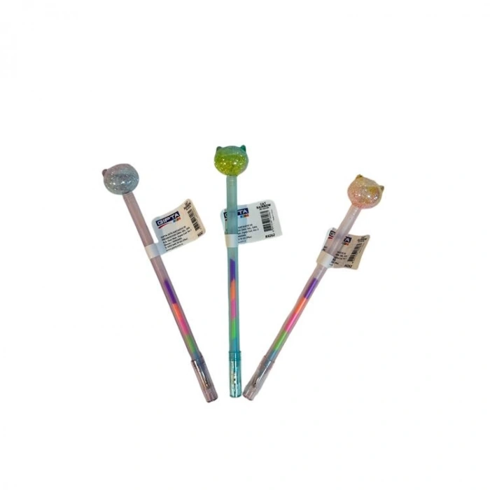 GIPTA K426200 CAT RAINBOW KEDİ BAŞLIKLI RENKLİ JEL KALEM - TEKLİ