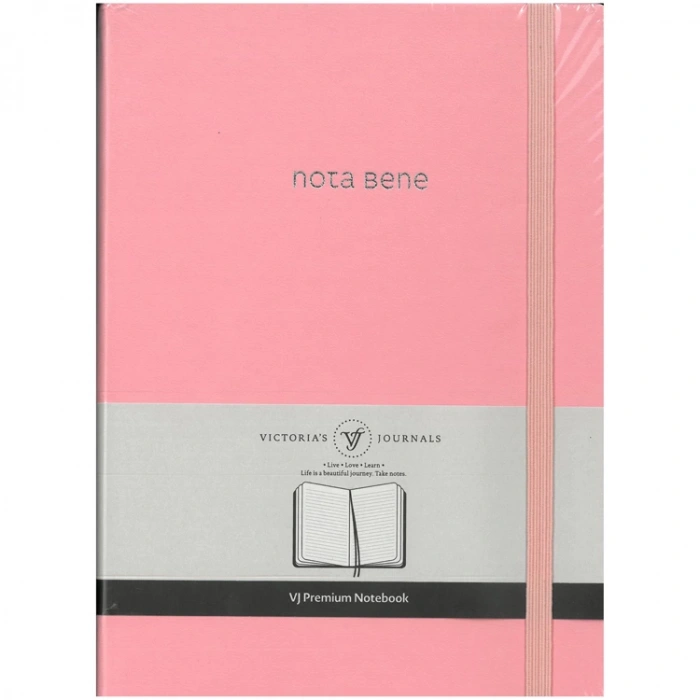 VICTORIAS JOURNALS NOTE BENE 9253 PREMIUM NOTEBOOK SERT KAPAK A5 100gr.192 SYF. ÇİZGİLİ DEFTER PEMBE