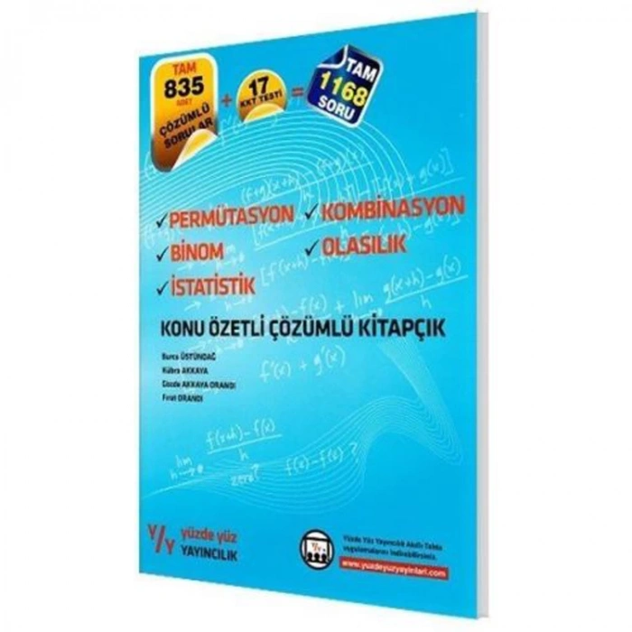 YÜZDE YÜZ PERMÜTASYON KOMBİNASYON BİNOM OLASILIK İSTATİSTİK KONU ÖZETLİ ÇÖZÜMLÜ KİTAP
