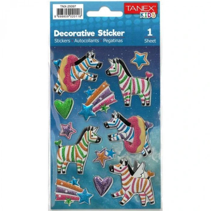 TANEX KIDS TNX-25097 DEKORATİF ETİKETLER - PUFFY UNICORN AT SERİSİ STICKER - TEKLİ