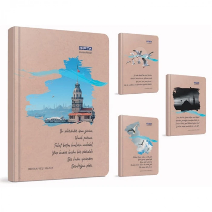 GIPTA İSTANBUL NOTLARI İPLİK DİKİŞLİ SERT KAPAK A5 120YP. ÇİZGİLİ DEFTER
