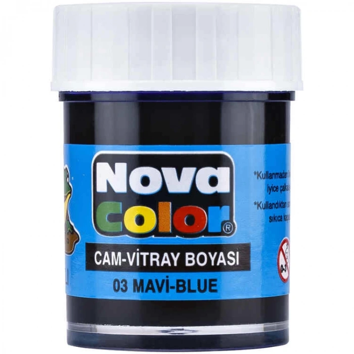 NOVA COLOR MAVİ 30 CC ŞİŞE SU BAZLI CAM BOYASI