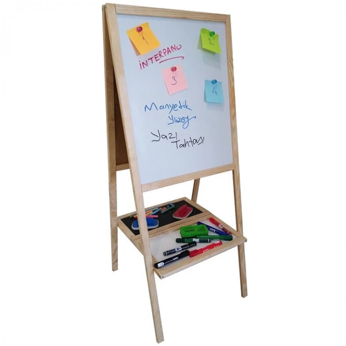 İNTER 715 YAZI TAHTASI 40x50 MANYETİK ÇİFT TARAFLI AHŞAP ÇERÇEVE KARA TAHTA - MANYETİK BEYAZ