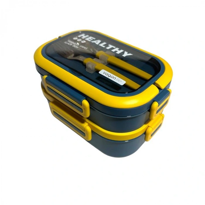 VAGONLİFE ÇELİK YEMEK KABI 2 KATLI LUNCH BOX 1330ml - VGN6715 MAVİ